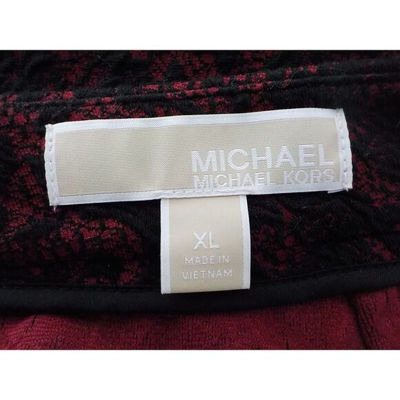 Michael Kors Red with Black Lace Pencil Skirt Classic Women size XL Stretch Zip - Picture 10 of 11